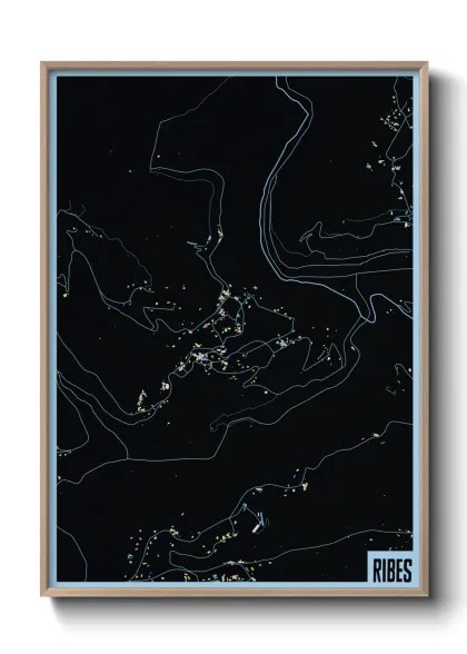 Une affiche de carte sur Ribes