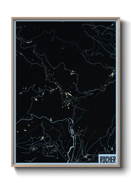 Une affiche de carte sur Rocher