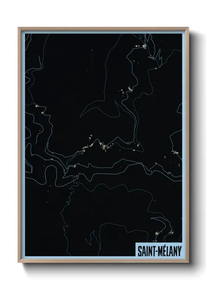 Une affiche de carte sur Saint-Mélany