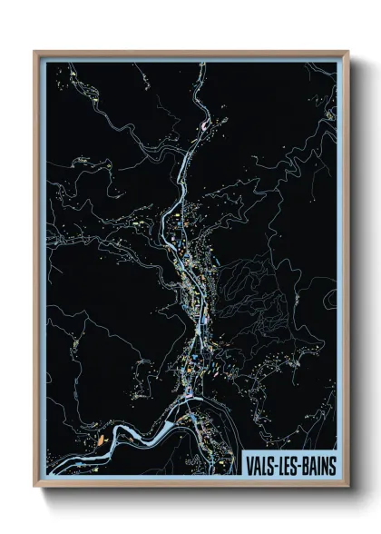 Une affiche de carte sur Vals-les-Bains