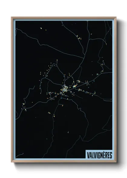 Une affiche de carte sur Valvignères