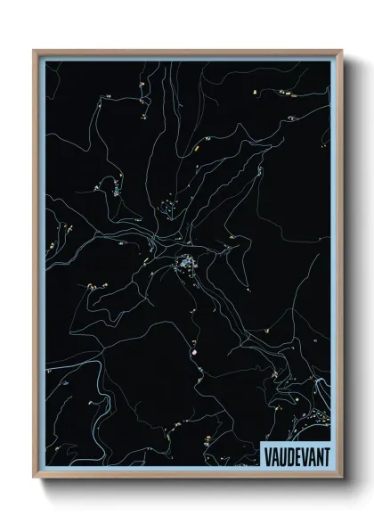 Une affiche de carte sur Vaudevant