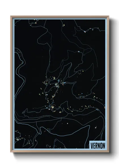 Une affiche de carte sur Vernon