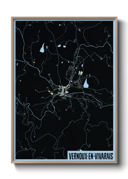Une affiche de carte sur Vernoux-en-Vivarais