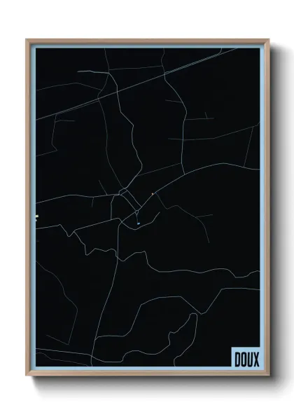 Une affiche de carte sur Doux