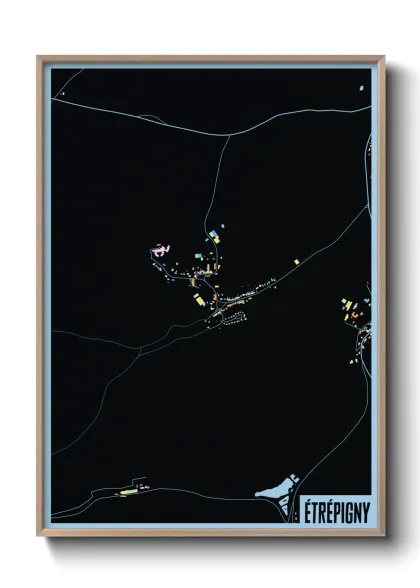 Une affiche de carte sur Étrépigny