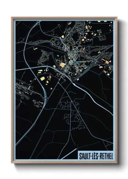 Une affiche de carte sur Sault-lès-Rethel