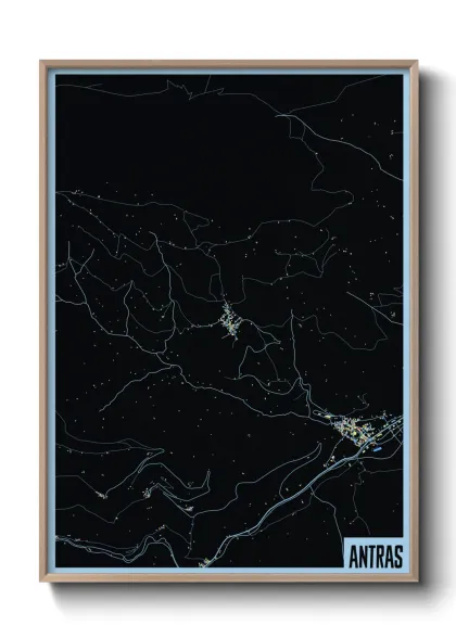 Une affiche de carte sur Antras