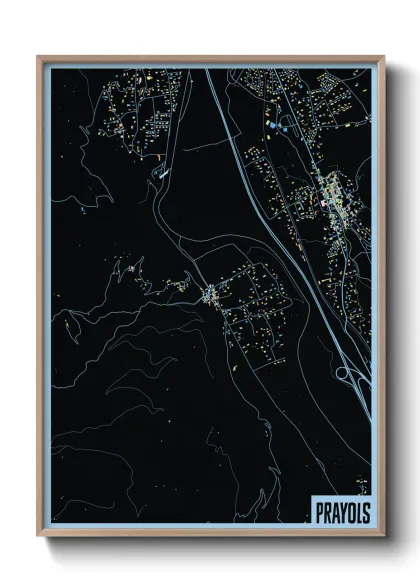 Une affiche de carte sur Prayols