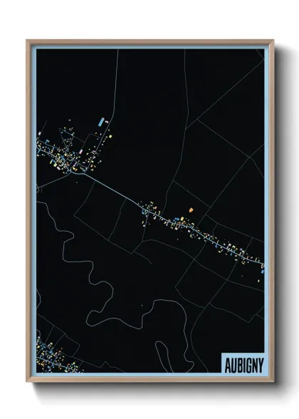 Une affiche de carte sur Aubigny