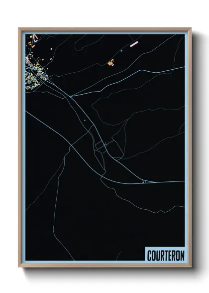 Une affiche de carte sur Courteron