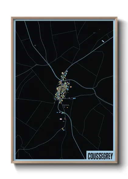 Une affiche de carte sur Coussegrey