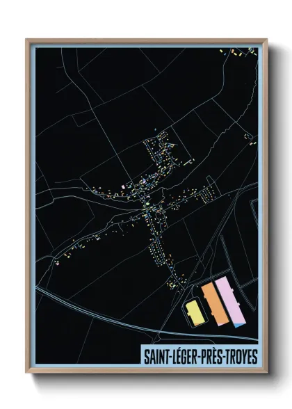 Une affiche de carte sur Saint-Léger-près-Troyes