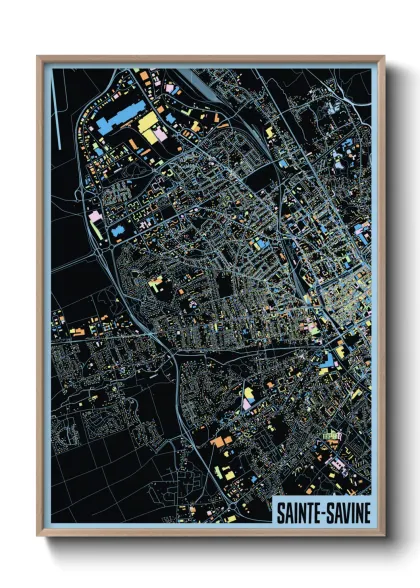 Une affiche de carte sur Sainte-Savine