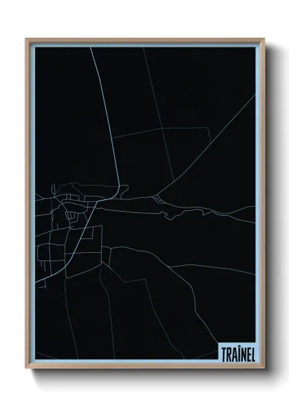 Une affiche de carte sur Traînel