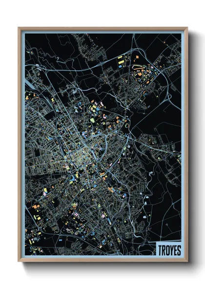Une affiche de carte sur Troyes