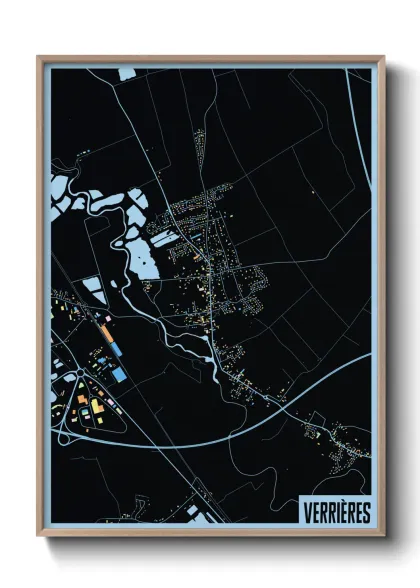Une affiche de carte sur Verrières