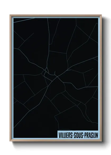 Une affiche de carte sur Villiers-sous-Praslin