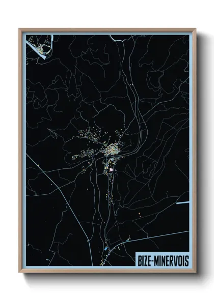 Une affiche de carte sur Bize-Minervois