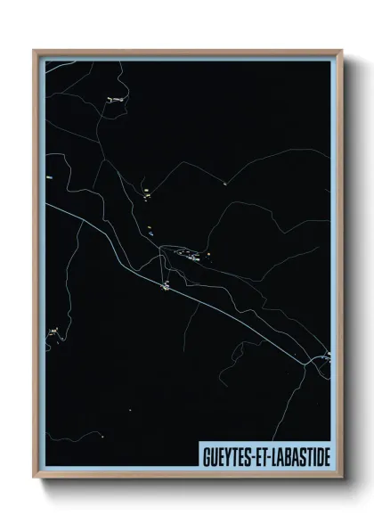 Une affiche de carte sur Gueytes-et-Labastide