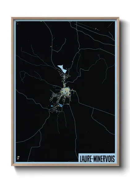 Une affiche de carte sur Laure-Minervois