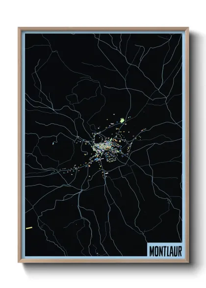 Une affiche de carte sur Montlaur