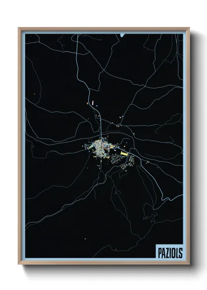 Une affiche de carte sur Paziols