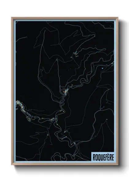 Une affiche de carte sur Roquefère