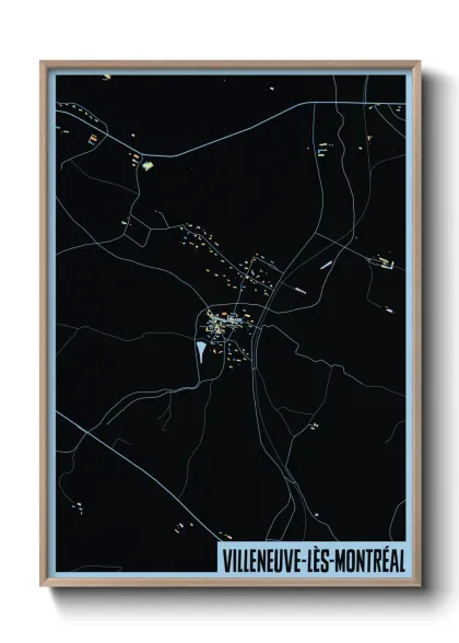 Une affiche de carte sur Villeneuve-lès-Montréal