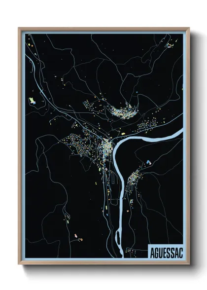 Une affiche de carte sur Aguessac