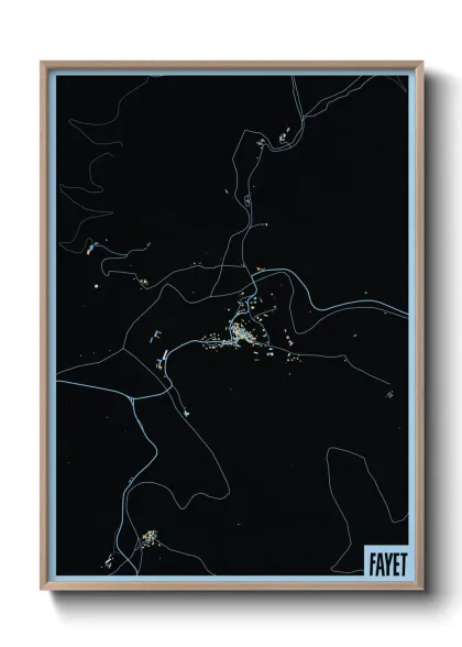 Une affiche de carte sur Fayet