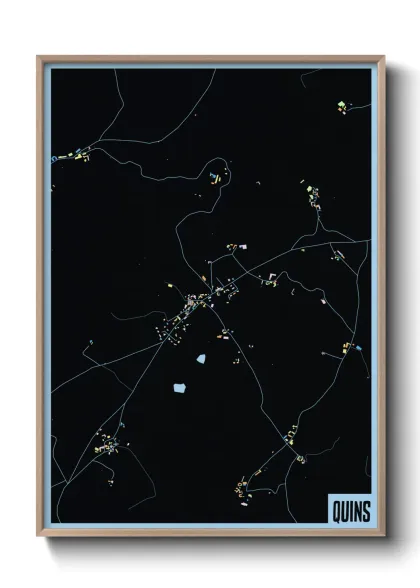 Une affiche de carte sur Quins