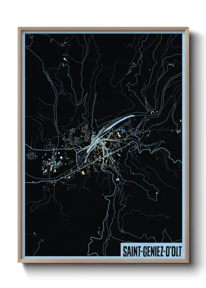 Une affiche de carte sur Saint-Geniez-d'Olt