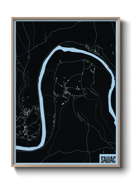 Une affiche de carte sur Saujac