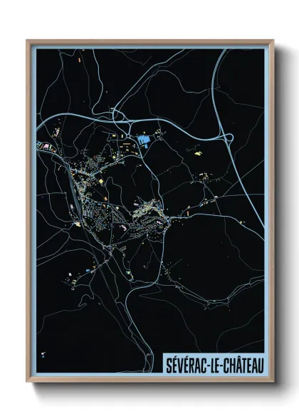 Une affiche de carte sur Sévérac-le-Château
