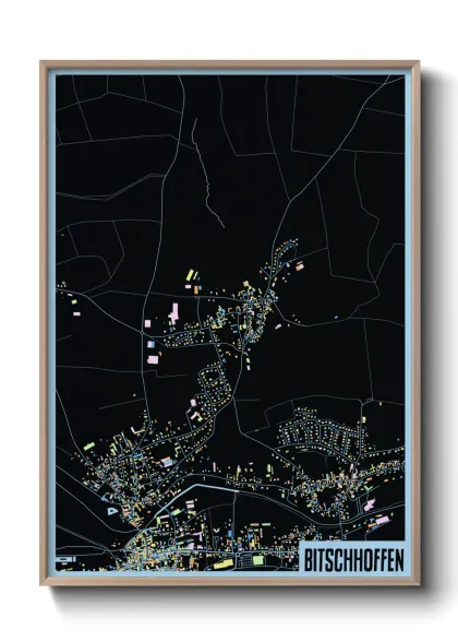 Une affiche de carte sur Bitschhoffen