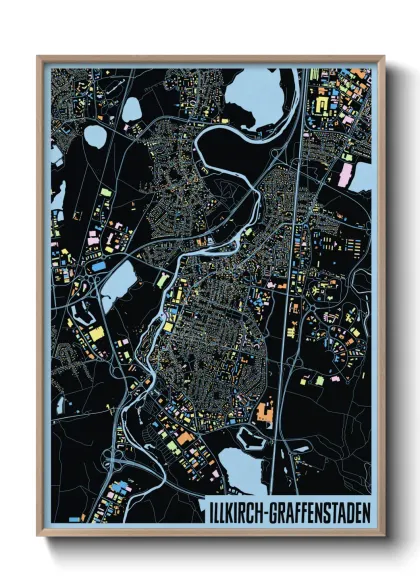 Une affiche de carte sur Illkirch-Graffenstaden