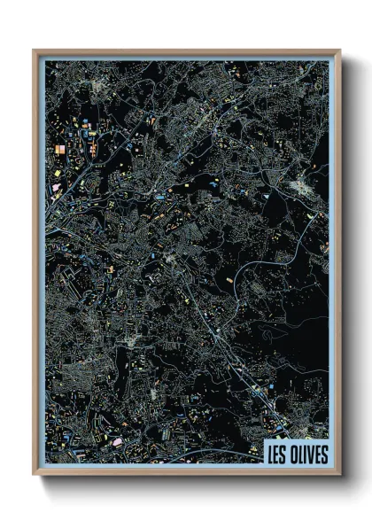 Une affiche de carte sur Les Olives
