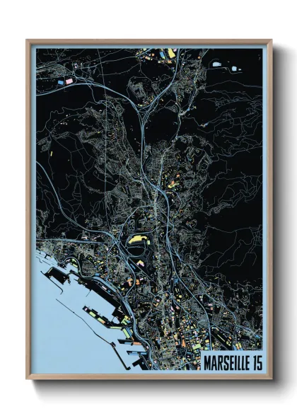 Une affiche de carte sur Marseille 15