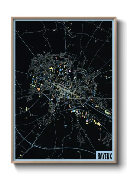 Une affiche de carte sur Bayeux