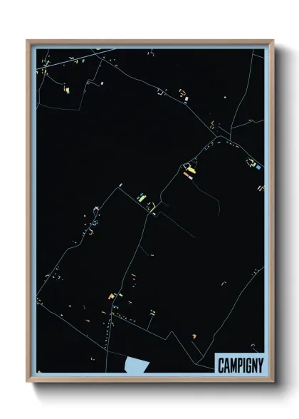 Une affiche de carte sur Campigny