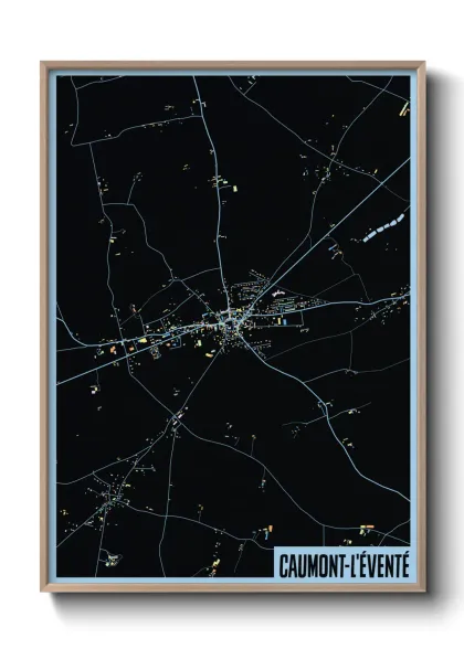 Une affiche de carte sur Caumont-l'Éventé