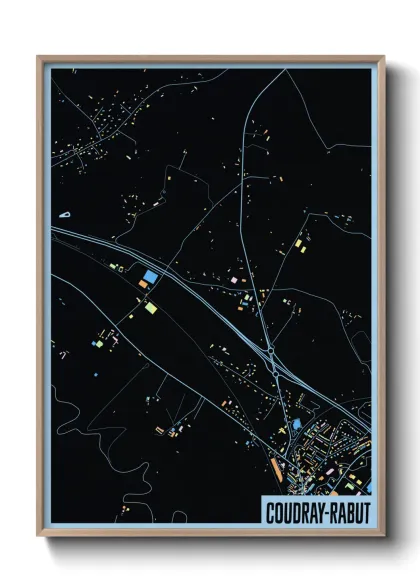 Une affiche de carte sur Coudray-Rabut