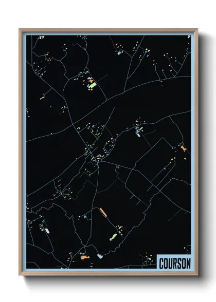 Une affiche de carte sur Courson