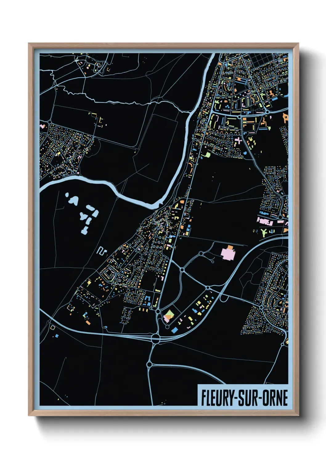 Un poster carte Fleury-sur-Orne