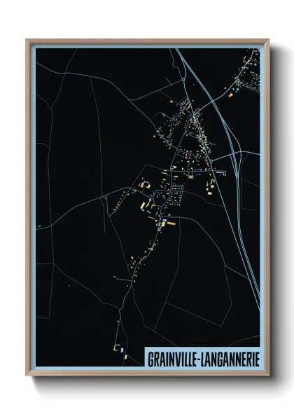 Une affiche de carte sur Grainville-Langannerie