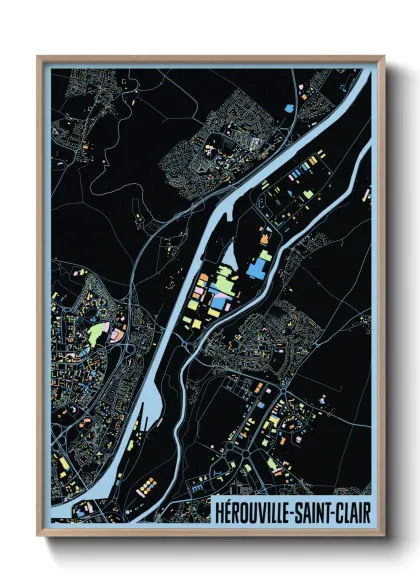 Une affiche de carte sur Hérouville-Saint-Clair