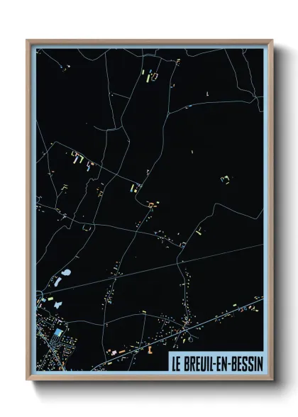 Une affiche de carte sur Le Breuil-en-Bessin