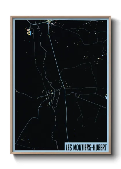 Une affiche de carte sur Les Moutiers-Hubert