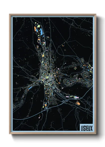 Une affiche de carte sur Lisieux